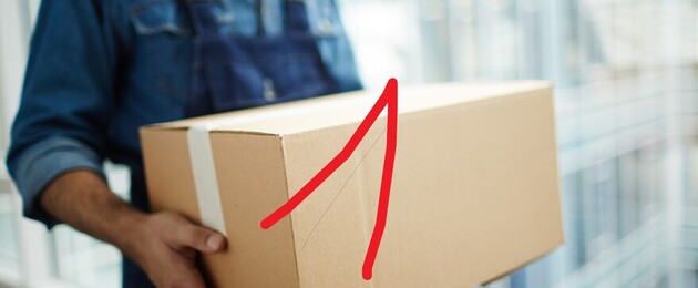 Relocation service worker or courier carrying packed carton box while distributing it to receiver